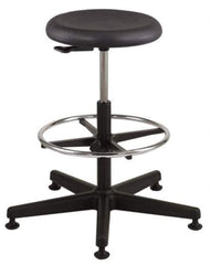 Bevco - 18-1/2 to 26" High Versa Backless Utility Stool with Black Nylon Base - Polyurethane Seat, Black, Mushroom Glides - Exact Tool & Supply
