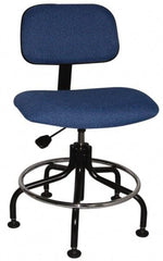 Bevco - Ergonomic Chair with Welded Footring - Cloth Seat, Royal Blue - Exact Tool & Supply