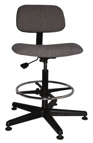 Bevco - Ergonomic Chair with Adjustable Footring - Cloth Seat, Gray - Exact Tool & Supply