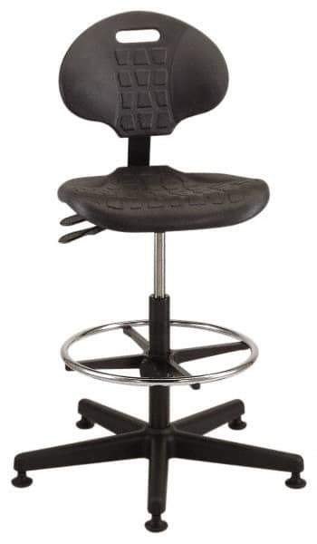 Made in USA - Tilt Poly Chair with Adjustable Footring - Polyurethane Seat, Black - Exact Tool & Supply