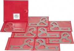 SPI - 8 Piece, 1-1/16 to 1-1/2 Inch Radius, Stainless Steel Radius Gage Set - 1/16 Inch Graduation, Satin Chrome Coated - Exact Tool & Supply