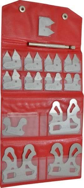 SPI - 26 Piece, 0.01 to 1/2 Inch Radius, Stainless Steel Radius Gage Set - Satin Chrome Coated - Exact Tool & Supply