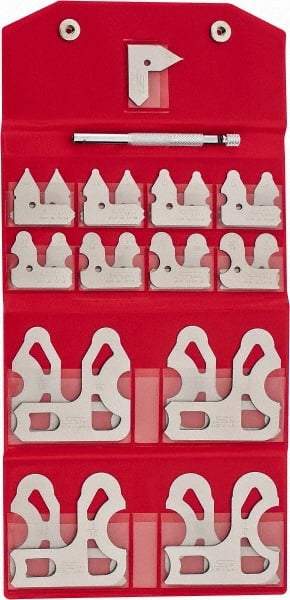 SPI - 25 Piece, 1/64 to 1/2 Inch Radius, Stainless Steel Radius Gage Set - Satin Chrome Coated - Exact Tool & Supply