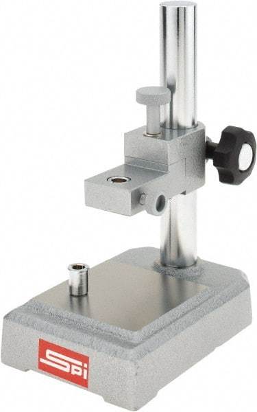 SPI - Rectangular Base, Comparator Gage Stand - 8-1/2" High, 5-3/4" Base Length x 4" Base Width x 1-1/2" Base Height, Includes Holder - Exact Tool & Supply