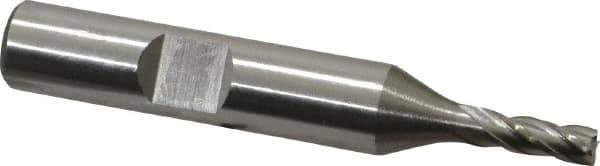 Interstate - 5/32", 7/16" LOC, 3/8" Shank Diam, 2-3/8" OAL, 4 Flute, High Speed Steel Square End Mill - Single End, Uncoated, Spiral Flute, 30° Helix, Right Hand Cut, Right Hand Flute - Exact Tool & Supply