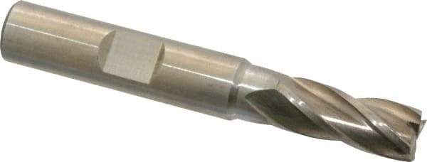 Interstate - 21/64", 3/4" LOC, 3/8" Shank Diam, 2-1/2" OAL, 4 Flute, High Speed Steel Square End Mill - Single End, Uncoated, Spiral Flute, 30° Helix, Right Hand Cut, Right Hand Flute - Exact Tool & Supply