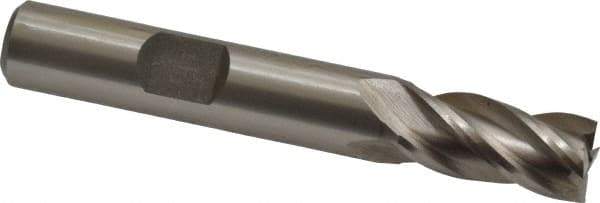 Interstate - 23/64", 3/4" LOC, 3/8" Shank Diam, 2-1/2" OAL, 4 Flute, High Speed Steel Square End Mill - Single End, Uncoated, Spiral Flute, 30° Helix, Right Hand Cut, Right Hand Flute - Exact Tool & Supply