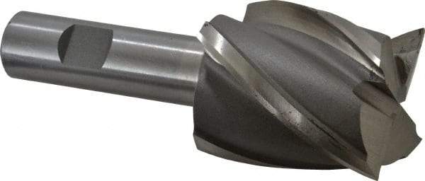 Interstate - 1-3/4", 2" LOC, 3/4" Shank Diam, 4-1/2" OAL, 4 Flute, High Speed Steel Square End Mill - Single End, Uncoated, Spiral Flute, 30° Helix, Right Hand Cut, Right Hand Flute - Exact Tool & Supply