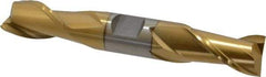 Interstate - 3/4", 1-5/16" LOC, 3/4" Shank Diam, 5" OAL, 2 Flute, High Speed Steel Square End Mill - Double End, TiN Finish, Spiral Flute, 30° Helix, Centercutting, Right Hand Cut, Right Hand Flute - Exact Tool & Supply