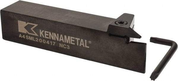 Kennametal - External Thread, 0.67" Max Depth of Cut, 4mm Min Groove Width, 6" OAL, Left Hand Indexable Grooving Cutoff Toolholder - 1-1/4" Shank Height x 1-1/4" Shank Width, A4..04.. Insert Style, A4SM Toolholder Style, Series A4 - Exact Tool & Supply