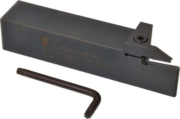 Kennametal - External Thread, 1.02" Max Depth of Cut, 6mm Min Groove Width, 6" OAL, Left Hand Indexable Grooving Cutoff Toolholder - 1-1/4" Shank Height x 1-1/4" Shank Width, A4..06.. Insert Style, A4SM Toolholder Style, Series A4 - Exact Tool & Supply