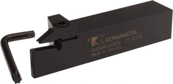 Kennametal - External Thread, 1.02" Max Depth of Cut, 8mm Min Groove Width, 6" OAL, Right Hand Indexable Grooving Cutoff Toolholder - 8 Seat Size, 1-1/4" Shank Height x 1-1/4" Shank Width, A4..08.. Insert Style, A4SM Toolholder Style, Series A4 - Exact Tool & Supply