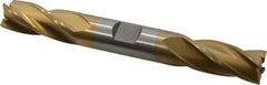 Interstate - 5/8", 1-3/8" LOC, 5/8" Shank Diam, 5" OAL, 4 Flute, High Speed Steel Square End Mill - Double End, TiN Finish, Spiral Flute, 30° Helix, Right Hand Cut, Right Hand Flute - Exact Tool & Supply