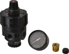 Norgren - 3/8 NPT Port, Zinc Hi-Flow Regulator - 10 to 125 psi Range, 300 Max psi Supply Pressure, 3/8" Gauge Port Thread, 2.7" Wide x 4.83" High - Exact Tool & Supply