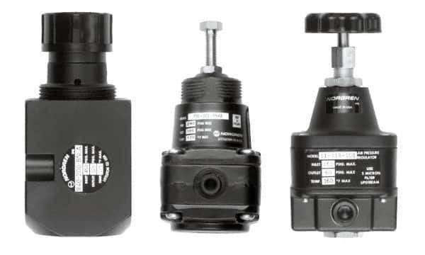 Norgren - 1/4 NPT Port, 6.4 CFM, Aluminum Remote Pilot Regulator - 5 to 125 psi Range, 450 Max psi Supply Pressure, 2.47" Wide x 5.24" High - Exact Tool & Supply