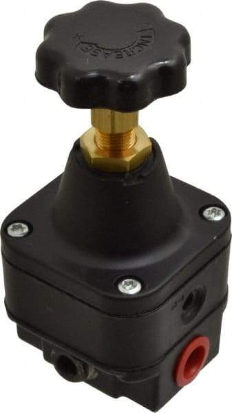 Norgren - 1/4 NPT Port, 12 CFM, Zinc Precision Constant Bleed Regulator - 0.4 to 10 psi Range, 150 Max psi Supply Pressure, 2.12" Wide x 4.55" High - Exact Tool & Supply