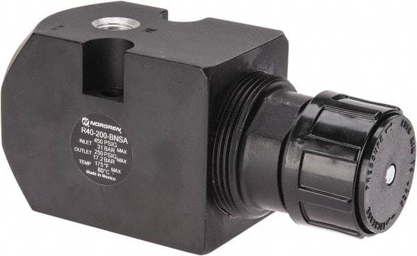 Norgren - 1/4 NPT Port, 6.4 CFM, Aluminum Remote Pilot Regulator - 10 to 250 psi Range, 450 Max psi Supply Pressure, 2.47" Wide x 5.24" High - Exact Tool & Supply