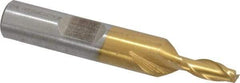 Interstate - 3/16", 7/16" LOC, 3/8" Shank Diam, 2-5/16" OAL, 2 Flute, High Speed Steel Square End Mill - Single End, TiN Finish, Spiral Flute, 30° Helix, Centercutting, Right Hand Cut, Right Hand Flute - Exact Tool & Supply