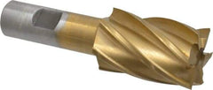 Interstate - 1-1/4", 2" LOC, 3/4" Shank Diam, 4-1/4" OAL, 6 Flute, High Speed Steel Square End Mill - Single End, TiN Finish, Spiral Flute, 30° Helix, Right Hand Cut, Right Hand Flute - Exact Tool & Supply