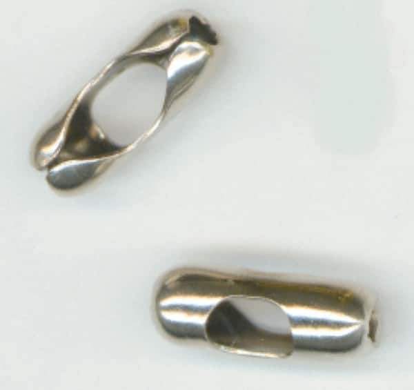 Made in USA - 1 Inch Long Nickel Plated Brass Connector - For Trade Size Number 20 Ball Chains - Exact Tool & Supply