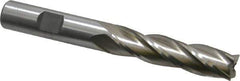 Interstate - 1/2", 2" LOC, 1/2" Shank Diam, 4" OAL, 4 Flute, High Speed Steel Square End Mill - Single End, Uncoated, Spiral Flute, 30° Helix, Right Hand Cut, Right Hand Flute - Exact Tool & Supply