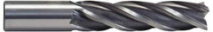 Hertel - 7/8", 3-1/2" LOC, 7/8" Shank Diam, 5-3/4" OAL, 4 Flute, High Speed Steel Square End Mill - Single End, Uncoated, Spiral Flute, 30° Helix, Right Hand Cut, Right Hand Flute - Exact Tool & Supply