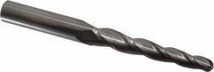 Accupro - 2° Taper Angle per Side, 3/8" Small End Diam, 3-1/4" LOC, Solid Carbide 3 Flute Tapered Ball End Mill - 6" OAL, 5/8" Shank Diam - Exact Tool & Supply