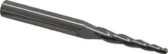 Accupro - 3° Taper Angle per Side, 3/32" Small End Diam, 1" LOC, Solid Carbide 3 Flute Tapered Ball End Mill - 2-1/2" OAL, 1/4" Shank Diam - Exact Tool & Supply