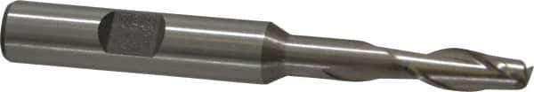 Interstate - 1/4", 5/8" LOC, 3/8" Shank Diam, 3-1/16" OAL, 2 Flute, High Speed Steel Square End Mill - Single End, Uncoated, Spiral Flute, 30° Helix, Centercutting, Right Hand Cut, Right Hand Flute - Exact Tool & Supply