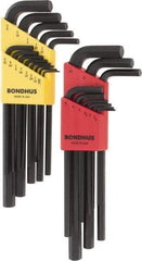 Bondhus - 22 Piece L-Key Hex Key Set - Hex Range 0.05 to 3/8" - Exact Tool & Supply