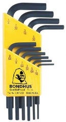 Bondhus - 10 Piece L-Key Hex Key Set - Hex Range 1/16 to 1/4" - Exact Tool & Supply
