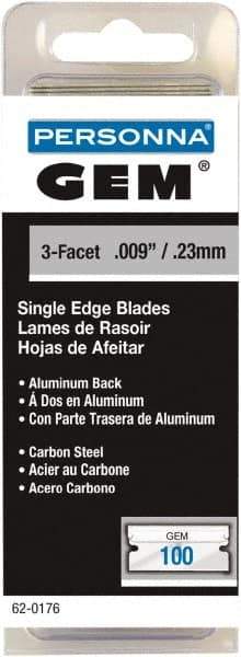 GEM - 100 Piece Steel Single Edge Blade - 1-1/2" OAL, 0.009" Blade Thickness - Exact Tool & Supply