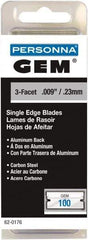GEM - 100 Piece Steel Single Edge Blade - 1-1/2" OAL, 0.009" Blade Thickness - Exact Tool & Supply