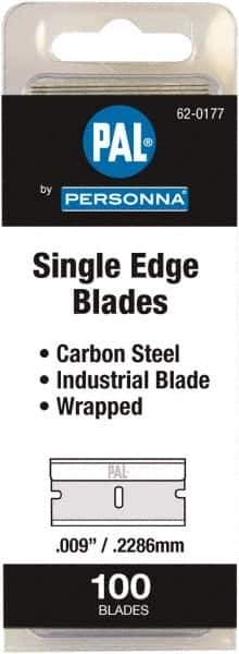 Personna - 100 Piece Steel Single Edge Blade - 1-1/2" OAL, 0.009" Blade Thickness - Exact Tool & Supply
