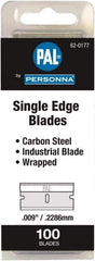 Personna - 100 Piece Steel Single Edge Blade - 1-1/2" OAL, 0.009" Blade Thickness - Exact Tool & Supply