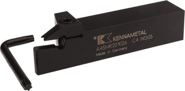 Kennametal - 1.02" Max Depth of Cut, 10mm Min Groove Width, 6" OAL, Right Hand Indexable Grooving Cutoff Toolholder - 10 Seat Size, 1-1/4" Shank Height x 1-1/4" Shank Width, A4..10.. Insert Style, A4SM Toolholder Style, Series A4 - Exact Tool & Supply