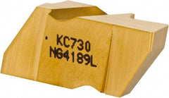 Kennametal - 4189NG Grade KC730, 4.8mm Cutting Width Carbide Grooving Insert - 6.35mm Max Depth of Cut, Left Hand, 0.57mm Corner Radius, TiN Finish - Exact Tool & Supply