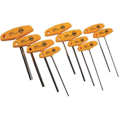 Wiha - 10 Piece, T-Handle Cushion Grip Hex Key Set - 3/32 to 3/8" Range, - Exact Tool & Supply
