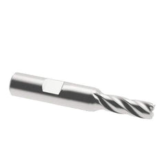 Interstate - 7mm, 11/16" LOC, 3/8" Shank Diam, 2-1/2" OAL, 4 Flute, Cobalt Square End Mill - Single End, Uncoated, Spiral Flute, 30° Helix, Centercutting, Right Hand Cut, Right Hand Flute - Exact Tool & Supply