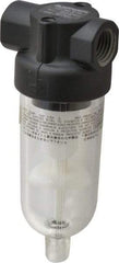 Norgren - 1/4" Port, 4-1/4" High x 1.63" Wide Miniature Filter with Polycarbonate Bowl, Automatic Drain - 24 SCFM, 150 Max psi, 125°F Max Temp, 1 oz Bowl Capacity - Exact Tool & Supply