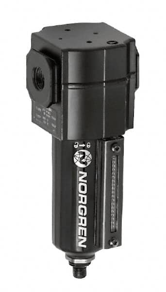 Norgren - 3/8" Port, 7.51" High x 2.68" Wide General Purpose Filter Inter with Aluminum Bowl, Manual Drain - Exact Tool & Supply