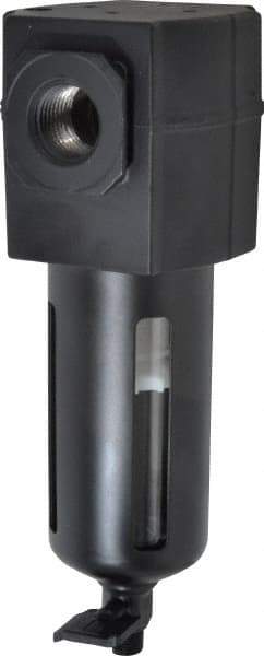 Norgren - 1/2" Port, 7.15" High x 2.68" Wide Intermediate Filter with Polycarbonate Bowl, Manual Drain - 69 SCFM, 150 Max psi, 125°F Max Temp, Modular Connection, Bowl Guard, 3.5 oz Bowl Capacity - Exact Tool & Supply