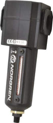Norgren - 1/2" Port, 7.15" High x 2.68" Wide Intermediate Filter with Metal Bowl, Automatic Drain - 80 SCFM, 250 Max psi, 150°F Max Temp, Sight Glass Included, Modular Connection, 3.5 oz Bowl Capacity - Exact Tool & Supply
