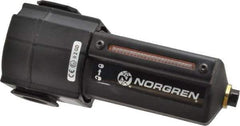 Norgren - 1/2" Port, 7.95" High x 3.15" Wide Standard Filter with Metal Bowl, Automatic Drain - 140 SCFM, 250 Max psi, 150°F Max Temp, Sight Glass Included, Modular Connection, 7 oz Bowl Capacity - Exact Tool & Supply