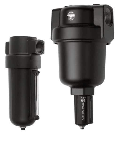 Norgren - 2" Port, 17.56" High x 8.22" Wide Heavy Duty Filter with Metal Bowl, Automatic Drain - 1,400 SCFM, 250 Max psi, 150°F Max Temp, Sight Glass Included, 7 oz Bowl Capacity - Exact Tool & Supply