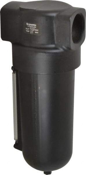 Norgren - 1-1/2" Port, 11.88" High x 4-3/4" Wide Heavy Duty Filter with Metal Bowl, Automatic Drain - 425 SCFM, 250 Max psi, 150°F Max Temp, Sight Glass Included, 32 oz Bowl Capacity - Exact Tool & Supply