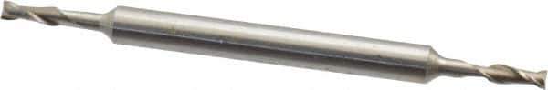 Interstate - 3/32", 9/32" LOC, 3/16" Shank Diam, 2-5/8" OAL, 2 Flute, High Speed Steel Square End Mill - Double End, Uncoated, Spiral Flute, 30° Helix, Centercutting, Right Hand Cut, Right Hand Flute - Exact Tool & Supply