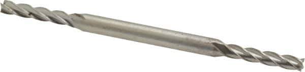 Interstate - 9/64", 3/4" LOC, 3/16" Shank Diam, 3-1/8" OAL, 4 Flute, High Speed Steel Square End Mill - Double End, Uncoated, Spiral Flute, Centercutting, Right Hand Cut, Right Hand Flute - Exact Tool & Supply