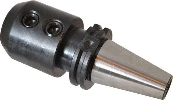Collis Tool - CAT40 Taper Shank 32mm Hole End Mill Holder/Adapter - 2-1/2" Nose Diam, 4" Projection, Through-Spindle & DIN Flange Coolant - Exact Tool & Supply