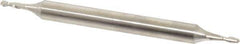 Made in USA - 1/16" Diam, 3/16" LOC, 2 Flute Cobalt Ball End Mill - Double End, 2-1/4" OAL, 3/16" Shank Diam - Exact Tool & Supply